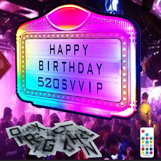 LED Bottle Service Sign Club VIP Light for bottle girl sign Acrylic Lightweight Handheld with Interchangeable Letters Numbers （4 set Letters 2set Numbers） Suitable for wedding parties