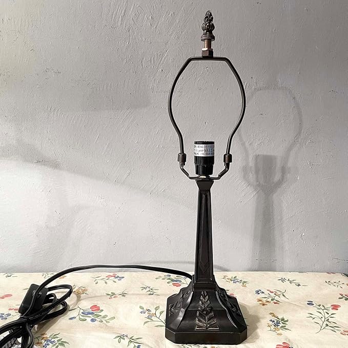Bieye L10791 Mission Style Table Lamp Tiffany Stained Glass Night Light with Hexagonal Cone Lampshade, 10" W x 16" H
