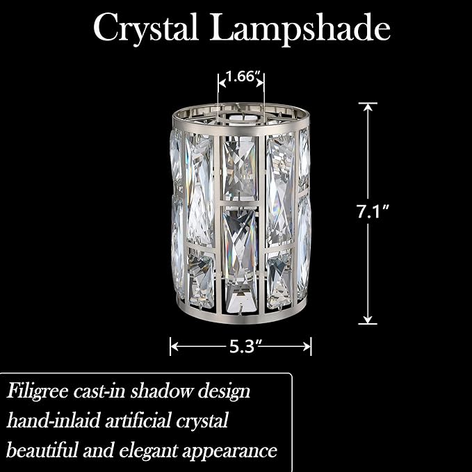 Doraimi Lighting 2 Pack Crystal Metal Pendant Ceiling Chandelier Wall Sconce Lamp Replacement Covers Shade Fixture Brushed Nickel Finish,1.66" Fitter Size,7.1" high*5.3" Diameter