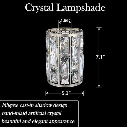 Doraimi Lighting 2 Pack Crystal Metal Pendant Ceiling Chandelier Wall Sconce Lamp Replacement Covers Shade Fixture Brushed Nickel Finish,1.66" Fitter Size,7.1" high*5.3" Diameter