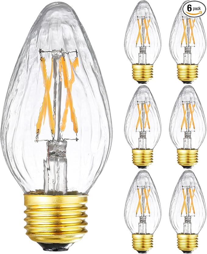 Leools Dimmable E26 led Bulb 6W Equal 60 watt Vintage LED Edison Bulb AC120V 3000K Soft White F15 LED Bulb for Ceiling Fan Light Bulbs,Pendant Bulb and Chandeliers Light Bulb 600LM Clear Medium 6Pack
