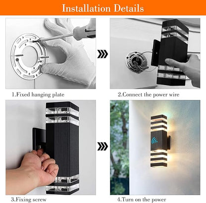 Dusk to Dawn Outdoor Light Fixture 4 Pack, 14W IP65 3000K 1100LM Warm White Outdoor Wall Lights, up and Down Lights Outdoor, Aluminum Waterproof Outside Lights for House Porch Patio