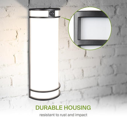 ASD 18 Inch LED Outdoor & Indoor Wall Mount Light Fixture with Motion Sensor - Black Wall Sconce Lighting - 20W 120-277V 3000K 4000K 5000K Adjustable Exterior Lights - Front Door & Patio - ETL 2 Pack
