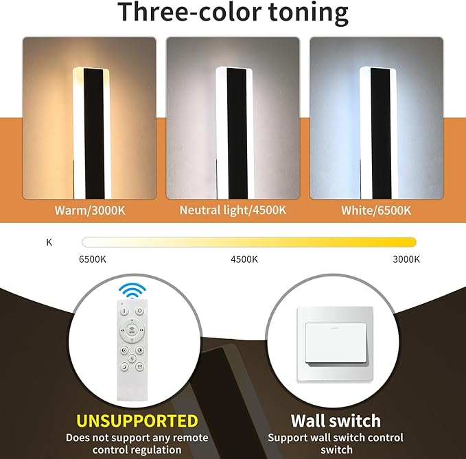 57inch Modern Outdoor Wall Sconce, 3 Color 3000K/4500K/6000K, 50W, IP65 Waterproof Outside Long Wall Lights, Minimalist Linear Wall Lamp Lighting for Balcony, Patio, Porch, Garage