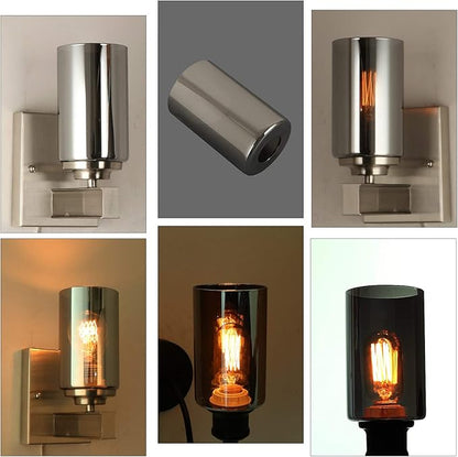 3 Pack Modern Style Glass Shade Replacement, Smoky Grey Cylinder Light Fixture Replacement Glass Globe or Glass Cover with 1-5/8-Inch Fitter for Chandelier Wall Sconce Pendant Light G0113