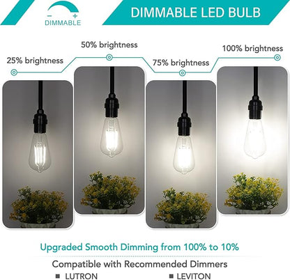 MAXvolador 12-Pack Dimmable Vintage LED Edison Bulb 60W Equivalent, 6W 850Lumens Neutral White 4000K ST58 Antique Filament Light Bulbs, E26 Base