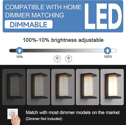 4 Pack 24W Outdoor Wall Lights Exterior/Interior LED 3-Color Adjustable 2100LM Sconces Lights IP65 Waterproof Modern Outdoor Patio Lighting Fixtures Aluminum Wall Lights Compatible with Dimmers