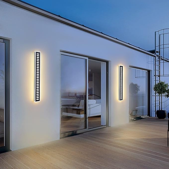 Outdoor Wall Light LED 42W 30000K 35.4in Long - Black Metal Waterproof Modern Exterior Lighting Fixture,Frosted Acrylic Porch Sconce,for Patio,Garage,Courtyard