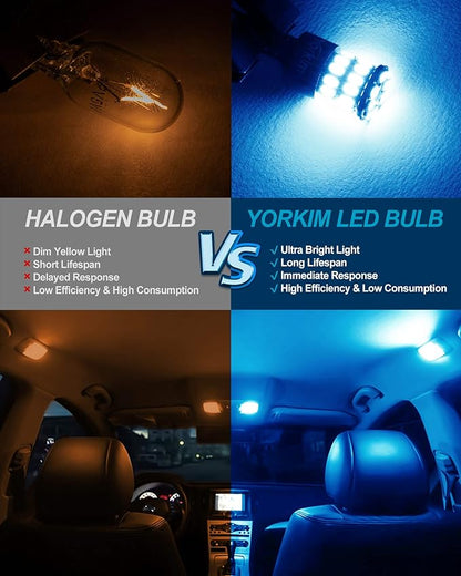 Yorkim 194 LED Bulb Ice Blue Error Free T10 168 LED Bulbs for Interior Light Door Trunk License Plate Lights 192 2825 W5W led Replacement Bulbs for 12V Car, Pack of 2