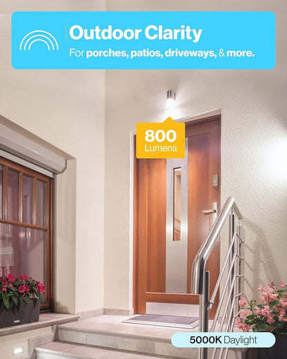 Sunco Dusk to Dawn LED Outdoor Light Bulb A19, Photocell Automatic for Exterior Lighting, 800 LM, 9W (60W Eqv.), 5000K Daylight, Auto On/Off Sensor, IP65 Rated UL 4 Pack