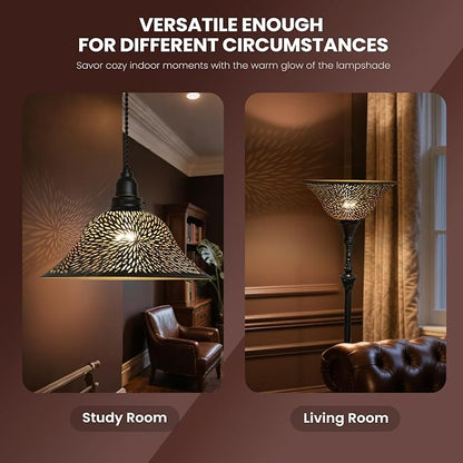 Ceiling Fan Light Covers, Pendant Light Shade Replacement with 1.65" Fitter, ALUCSET 5.5" Height and 12.2" Diameter, Metal Bell Cover for Chandelier Wall Sconces Etched Chrysanthemum Bronze and Gold