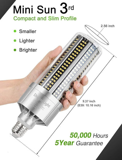 DragonLight 80W Commercial Grade Corn LED Light Bulb(600 Watt Equivalent) E26/E39 Large Mogul Base LED Lamp 3000K Warm White 9,600LM