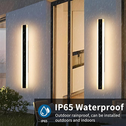 2 Pack 47.2inch Modern Outdoor Wall Light Fixture, IP65 Waterproof Outside LED Wall Sconce, 3 Color 3000K/4500K/6000K, 42W, Black Exterior Garage Lighting for House, Patio, Garden, Porch