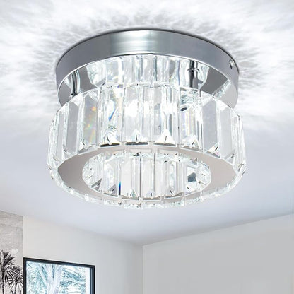 CLAIRDAI Flush Mount Ceiling Light Fixture LED Mini Chandeliers with Crystals Hallway Light Mini Modern Crystal Chandeliers Bedroom Chandelier for Bathroom Kitchen Office
