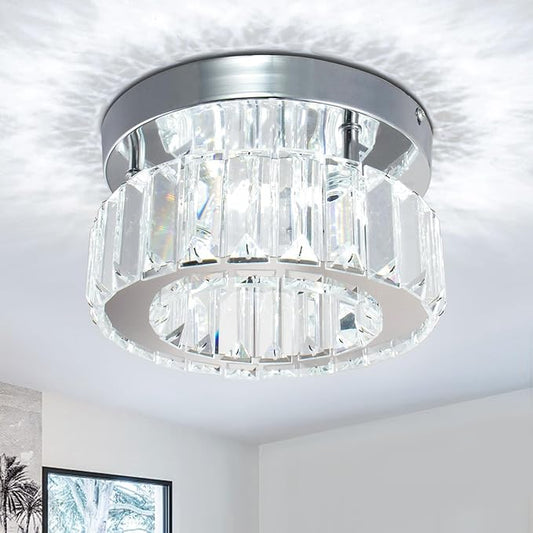 CLAIRDAI Flush Mount Ceiling Light Fixture LED Mini Chandeliers with Crystals Hallway Light Mini Modern Crystal Chandeliers Bedroom Chandelier for Bathroom Kitchen Office