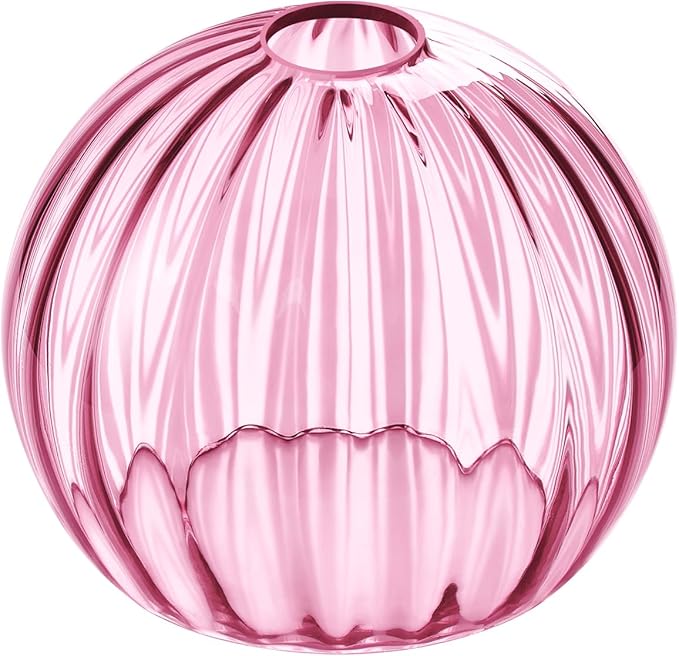 Clear Glass Shade,Replacement Globe & Cover for Lighting Fixture, 8" Diameter, Replacement with 1.65 Inch Fitter for Wall Lamps Chandeliers or Ceiling Light (1, 8Inch - Pink Glass)