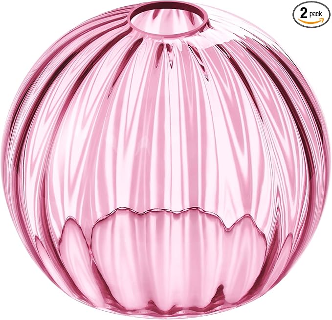 Clear Glass Shade,Replacement Globe & Cover for Lighting Fixture, 8" Diameter, Replacement with 1.65 Inch Fitter for Wall Lamps Chandeliers or Ceiling Light (2, 8Inch - Pink Glass)