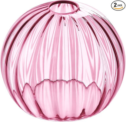 Clear Glass Shade,Replacement Globe & Cover for Lighting Fixture, 8" Diameter, Replacement with 1.65 Inch Fitter for Wall Lamps Chandeliers or Ceiling Light (2, 8Inch - Pink Glass)