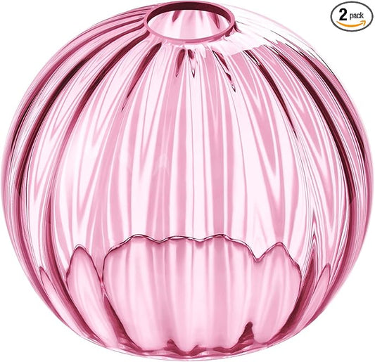 Clear Glass Shade,Replacement Globe & Cover for Lighting Fixture, 8" Diameter, Replacement with 1.65 Inch Fitter for Wall Lamps Chandeliers or Ceiling Light (2, 8Inch - Pink Glass)