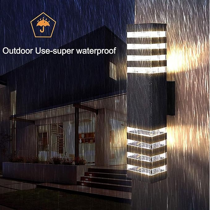 6Pack 18inch LED Square Up & Down Wall Lights,24W Outdoor Wall Light 4000K Day White Aluminum Body Waterproof IP65 LED Exterior Light Fixtures Wall Mount for House Patio Garage Garden