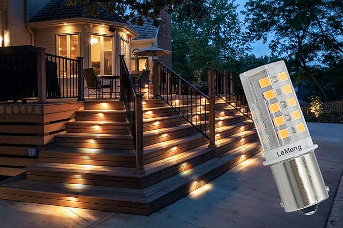12V BA15S Led Bulbs,1156 1141 2700K Warm White,DC Bayonet Single Contact Base,AC10-18V DC10-30volt for Landscape RV Camper Interior Marine Boat Trailer Lights, 6 Pack