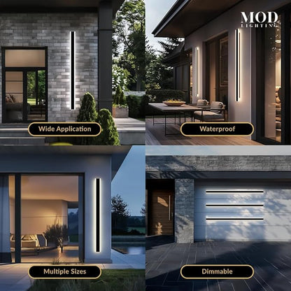 𝗠𝗢𝗗 𝗟𝗜𝗚𝗛𝗧𝗜𝗡𝗚 Haylen | Waterproof Outdoor Wall Light, LED Dimmable with Remote 3000K-6000K, Long Outdoor Porch Lights, Wired Lighting Fixture, Patio Exterior Wall Sconce, 1-Pack (Black, 67")