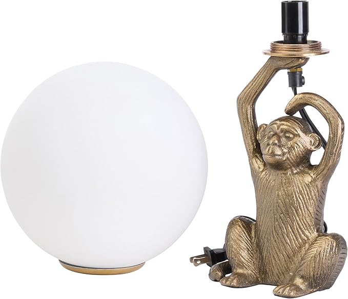 RIVER OF GOODS 17" H Emryn Gold Finish Globe Shade Monkey Table Lamp