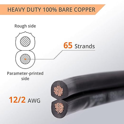 Wirefy 12/2 Low Voltage Landscape Wire - Low Voltage Outdoor Wire - Connect Your Landscape Lighting - Approved for Direct Burial 50ft - Outdoor Electrical Christmas Light