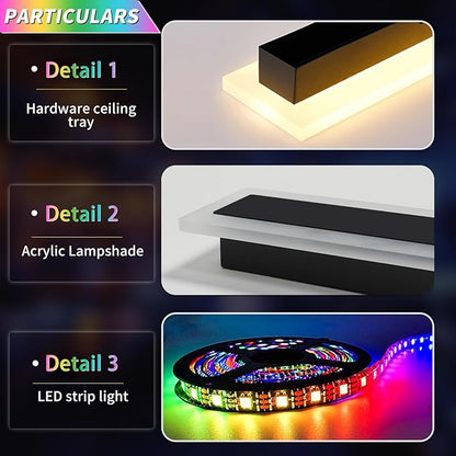 47inch Modern Wall Lights Outdoor, 10 Colour Variations Dimmable Long Wall Sconce, IP65 Waterproof 3000K-6000K Simple Acrylic Exterior Wall Lighting Fixtures for House Garage Front Patio