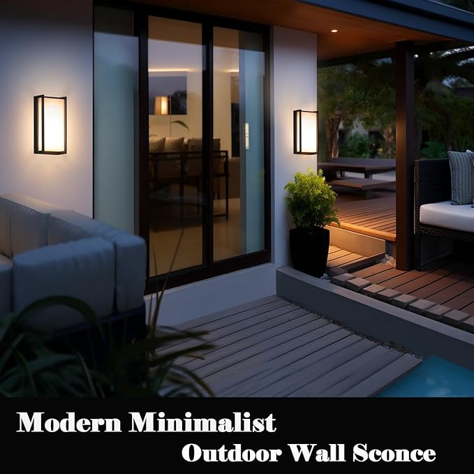 Modern Outdoor Light Fixtures, IP65 Waterproof Front Porch Light fixtures, 3-Color Temperature Wall Sconce, 18W Outdoor Wall Lights for House Front Door Garage Walkway Backyard Garden