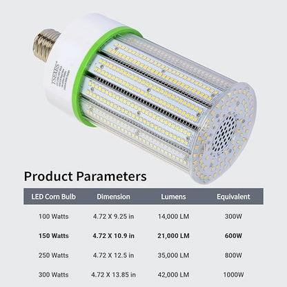 150W LED Corn Light Bulb,E39 Mogul Base Led Bulb 21000Lumen,5000K Replacement (600-800W) Metal Halide/HID/CFL for High Bay Shop Light Garage Warehouse and More