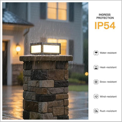 Outdoor Post Lights Hard Wired, AC100-240V 11.8" Column Light, Modern Pillar Lights Outdoor Waterproof, 3000K Square Post Lamp LED Lighting, Large Gate Fence Posts Light for Garden Patio Outside