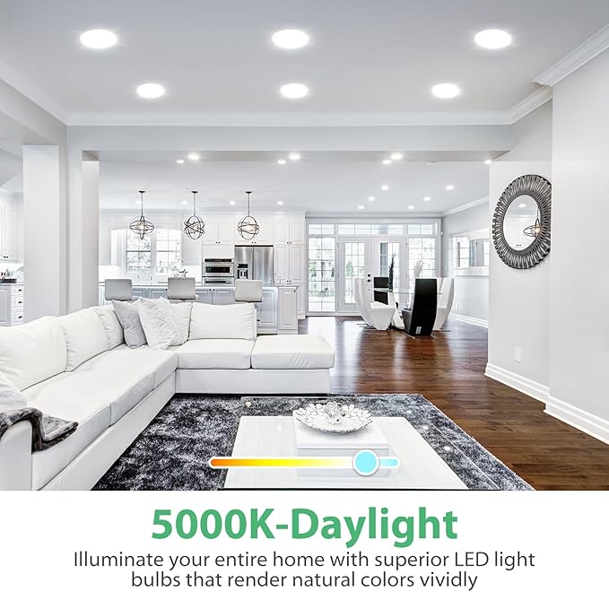 6 Pack BR30 LED Recessed Light Bulb, Dimmable Indoor Flood Light Bulbs CRI80 7W Equivalent 65W 5000K Daylight 650 Lumens, 15000 Lifetime Hours E26 Base LED Can Light Bulb, Flicker-Free