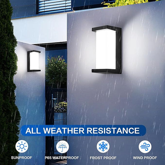 Outdoor Light Fixtures Wall Mount 2 Pack, 3 Colors & Dimmable Exterior Wall Lights for House, Front Porch & Patio