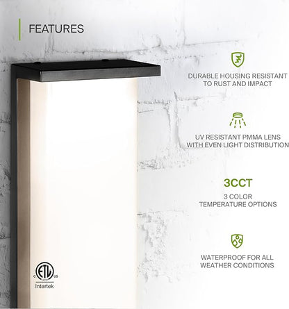 ASD LED 24" Outdoor Wall Light, Front Door House Sconce | 3CCT, Dimmable, Waterproof, ETL Listed | 30W 2600LM 3000-5000K 100-277V | Exterior Patio Lighting Fixture, Porch Lamp | Black