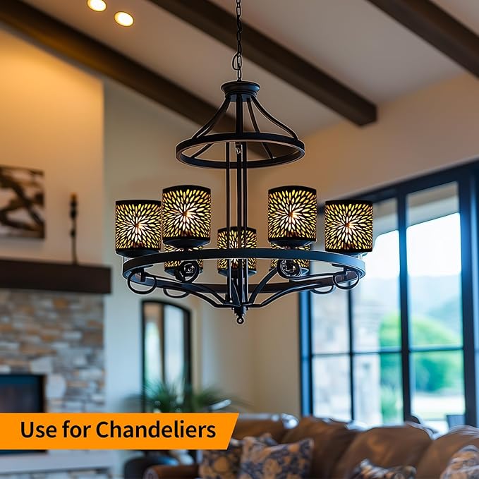 Metal Pendant Lamp Shades Set of 2, Cylinder Lamp Shade Light Fixture Replacement Metal Globe with 1-5/8-Inch Fitter Opening, Diameter 4.75” Height 5.0"