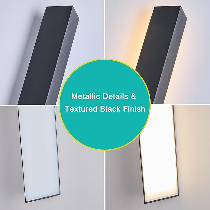 Modern Outdoor Porch Light Patio Lamp in 20W 3000K Integrated LED with Aluminum Triangle & Frosted Glass, IP65 Waterproof Wall Sconce,2 Pack(Textured Black),Can Installed in Any Direction.