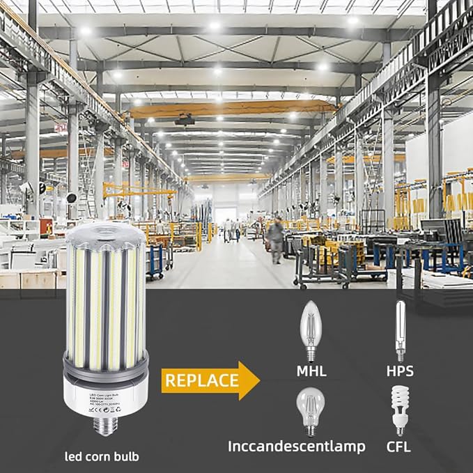350W LED Corn Bulb 2 Pack, 1100W Equivalent, E39 Mogul Base Bulbs, 45,500 Lumen Replacement Metal Halide/HID/HPS Bulb,5000K Daylight for Garage Warehouse Factory Workshop