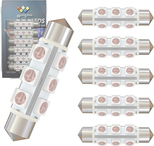 360 deg 44mm DC 12V 569 LED Bulb Pink Purple,Festoon 561 578 211-2 LED Bulbs for RV Car Interior Map Trunk Lights Non Polarity(Pack 6)