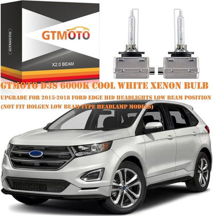 D3S HID Headlight Bulbs for Ford Mustang Taurus Edge Explorer Flex Escape Xenon Headlamp, V6 V8 35W Projector Head Lamp OEM 7L7Z-13N021-A, 6000K Bright White D3SC1 Bi-xenon H/L Lights, 2-Pack