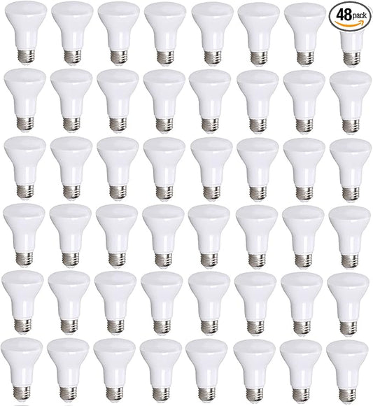 48 Pack 90 CRI BR20 LED Bulbs - 6W Equivalent to 50W, 4000K Cool White Dimmable Flood Lights, Indoor/Outdoor Use, UL-Listed, Energy-Efficient Soft White LED Light Bulbs