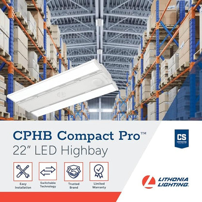 Lithonia Lighting Compact Pro LED High Bay Light, Ceiling Lighting Fixture, Adjustable 24000/27000/30000 Lumens, Selectable 4000K/5000K, MVOLT 120-277V (CPHB ALO16 MVOLT SWW9 80CRI DWH)