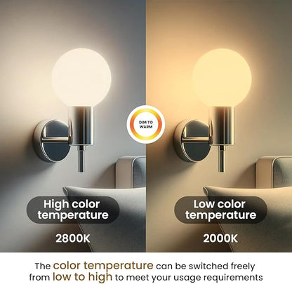 LED Light Bulb G25/G80 Dim-to-Warm 2000-2800K E26 Matt White Porcelain CRI 95 Excellent Color Accuracy 6W=60W 500LM (4-Pack)