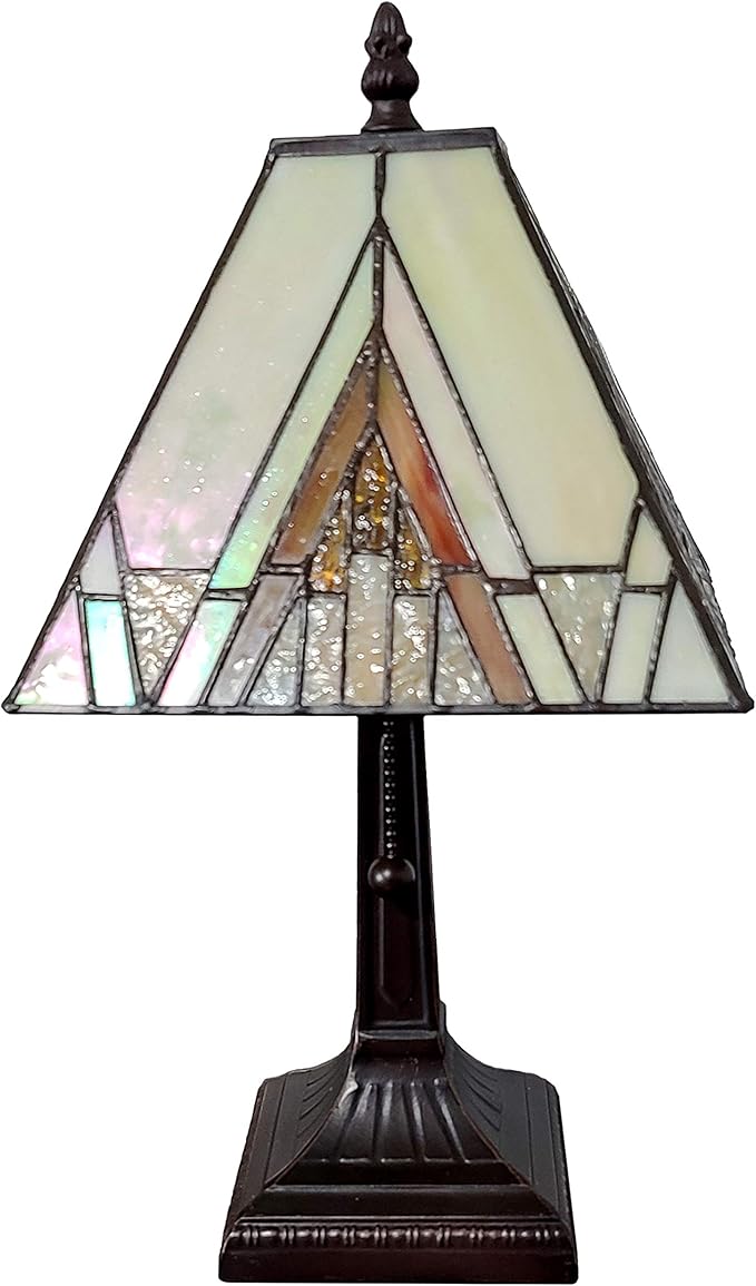 Amora Lighting Tiffany Style Mission Table Lamp with Vintage Stained Glass Decor