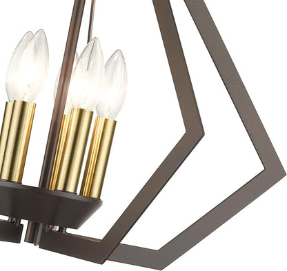 Livex Lighting 40925-04 5 Light Black Chandelier, Black w/Brushed Nickel Cluster