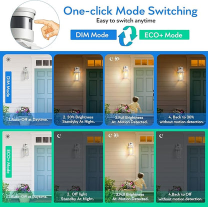 VIANIS Motion Sensor Outdoor Exterior Light Fixture, White Outdoor Porch Lights Wall Mount, Waterproof Dusk to Dawn Coach Lantern, Modern Outdoor Lights Fixtures for Garage, Front Door