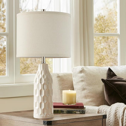 Luvkczc 24.8" Ceramic Table Lamps Set of 2 with Color Temperature & Bulbs Included - Bedside Lamps for Nightstand, Living Room, Bedroom, Home Office Decor