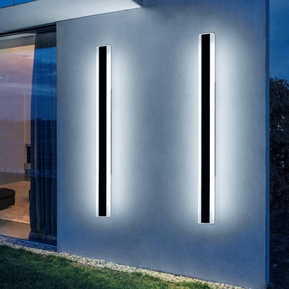 2 Pack Modern Outdoor Wall Light, 57inch Dimmable LED Linear Wall Sconce 3000K-6000K, IP65 Waterproof, Exterior Wall Mount Lighting for Porch, Patio, Yard, Garage with Remote Control