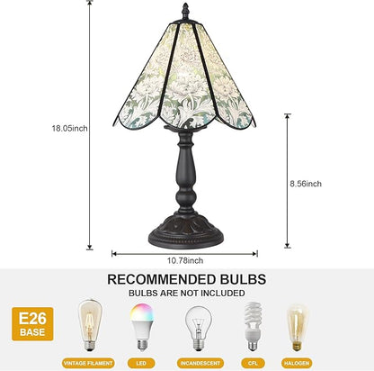 18" Vintage Table Flower Lamp, 60W Retro Glass Vintage Desk Flower Lamp with Switch Controlled, E26 Table Lamp Holder Home Decor Night Stand Lamp Suitable for Living Room, Bedroom Black