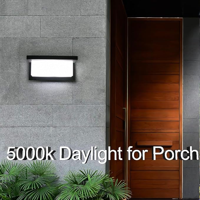 Sytmhoe 5000K Daylight White Outdoor Wall Sconce Lights, LED Exterior Light Fixture Wall Mount Ip65 Waterproof, Wall Porch Light for Garage Walkway Hallway Backyard Garden(1 Pack)